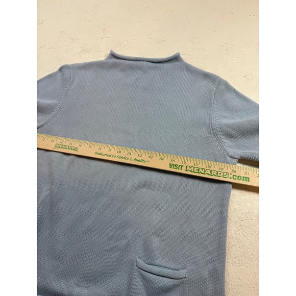 Tommy‎ Hilfiger Women's Light Blue Cotton Mock Neck Pocket Sweater Large - Picture 3 of 8